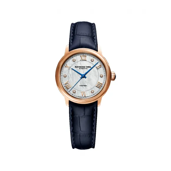 雷蒙威/Raymond Weil 自动珍珠母贝和钻石皮带腕表 - 经典大师系列 31 MM 自动机械机芯 2131-P53-00966