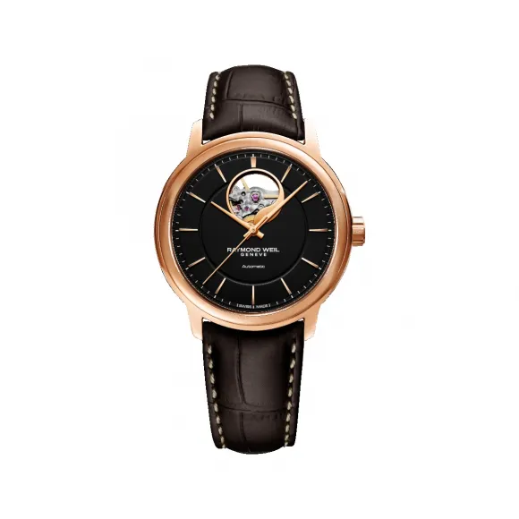 雷蒙威/Raymond Weil 男士镂空棕色皮带腕表 - 经典大师系列 40 MM 自动机械机芯 2227-PC5-20021