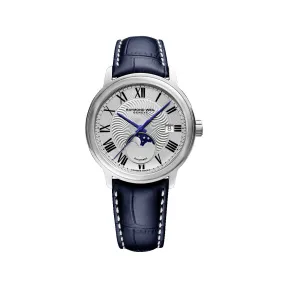 雷蒙威/Raymond Weil 月相蓝色皮带腕表 - 经典大师系列 40MM 自动机械机芯 2239-STC-00659