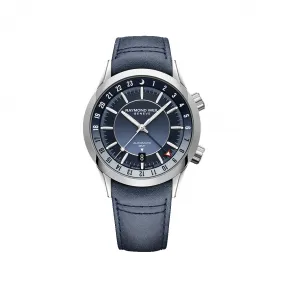 雷蒙威/Raymond Weil 两地时蓝色皮带腕表 - 自由骑士 40.5 MM 自动机械机芯 2761-STC-50001