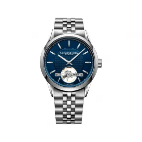 雷蒙威/Raymond Weil 男士镂空蓝色精钢腕表 - 自由骑士系列 42.5 MM 自动机械机芯 2780-ST-50001