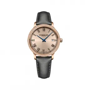 雷蒙威/Raymond Weil 女款镶80颗真钻配灰色绢带石英腕表 - 托卡塔系列 5385-C5S-00859