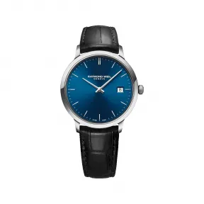 雷蒙威/Raymond Weil 蓝色表盘皮带石英腕表 - 托卡塔系列 39 MM 石英机芯 5485-STC-50001