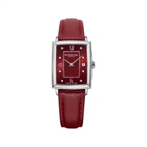 雷蒙威/Raymond Weil 女裝红宝色表盘方形石英腕表 - 托卡塔 23 MM x 28 MM 石英机芯 5925-STC-00451