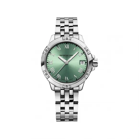雷蒙威/Raymond Weil 女士石英绿色表盘精钢日期腕表 - 探戈系列 30MM 石英机芯 5960-ST-00520