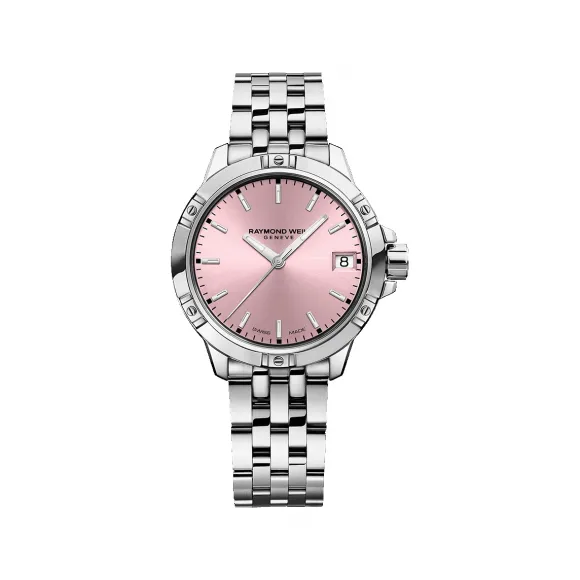 雷蒙威/Raymond Weil 粉色表盘不锈钢石英腕表 - 探戈系列 5960-ST-80001