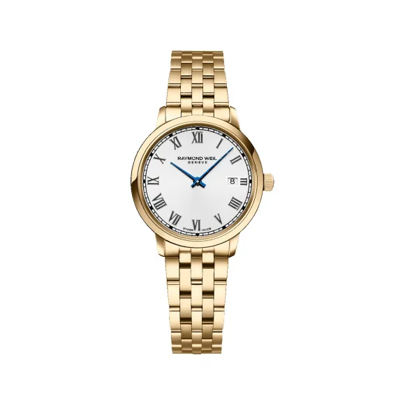 雷蒙威/Raymond Weil 镀金色女士白色表盘石英腕表 - 托卡塔系列 5985-P-00359