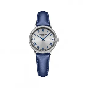 雷蒙威/Raymond Weil 女款镶 76颗真钻配蓝色绢带石英腕表 - 托卡塔系列 5985-SCS-00653
