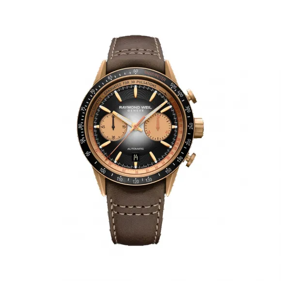 雷蒙威/Raymond Weil 男士机械青铜计时码表 - 自由骑士 43.5 MM 自动机械机芯 7780-B1-20422
