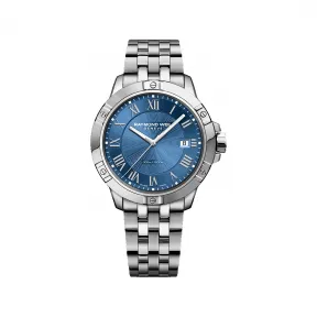 雷蒙威/Raymond Weil 男士精钢蓝色表盘石英表链腕表 - 探戈系列 41 MM 石英机芯 8160-ST-00508
