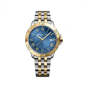 雷蒙威/Raymond Weil 男士黄金双色白色表盘石英手表 - 探戈系列男款 41 MM 石英机芯 8160-STP-00508