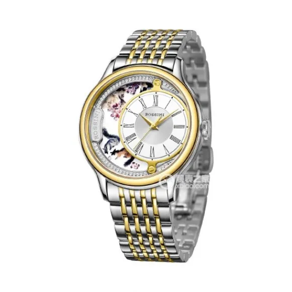 罗西尼/Rossini 雅尊商务系列 41毫米 间金色不锈钢  男表 8735T01A