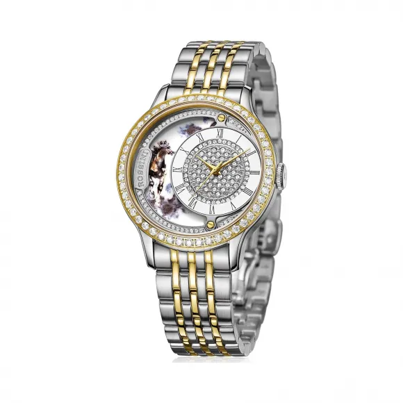 罗西尼/Rossini 雅尊商务系列 36毫米 间金色不锈钢，镶钻 石英 女表 8736T01G