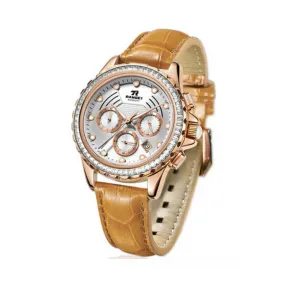 罗西尼/Rossini 锐冠运动系列 38毫米 玫瑰金色全光不锈钢，镶钻 石英 女表 YD5557G01A