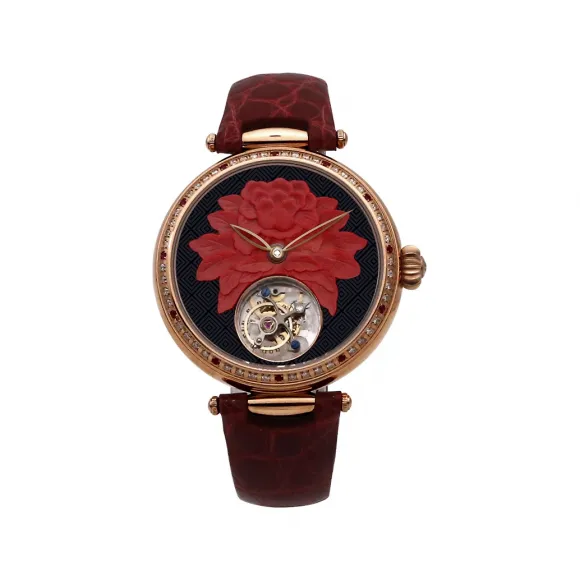 海鸥/Seagull 陀飞轮系列 38.5mm 镶钻,镀玫瑰金 手动机械机芯 女表 318.95.7025VL