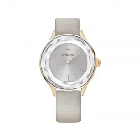 施华洛世奇/Swarovski 手表 Octea Nova 腕表, 真皮表带, 灰色, 玫瑰金色调 5295326