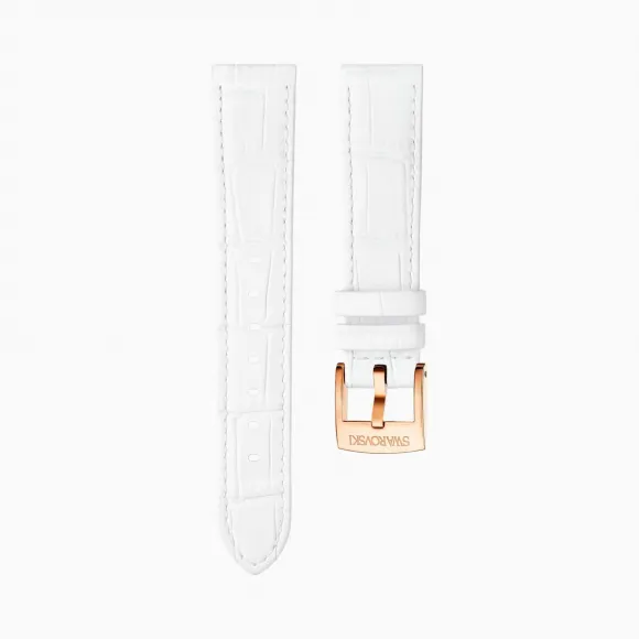 施华洛世奇/Swarovski 18毫米表带 缝线皮革 白色 镀玫瑰金色 5302458