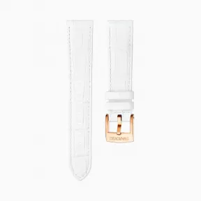 施华洛世奇/Swarovski 18mm 表带 皮革饰以缝线 白色 镀玫瑰金色 5302459