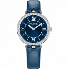 施华洛世奇/Swarovski Aila Dressy Lady 腕表, 真皮表带, 蓝色, 不锈钢 5376633