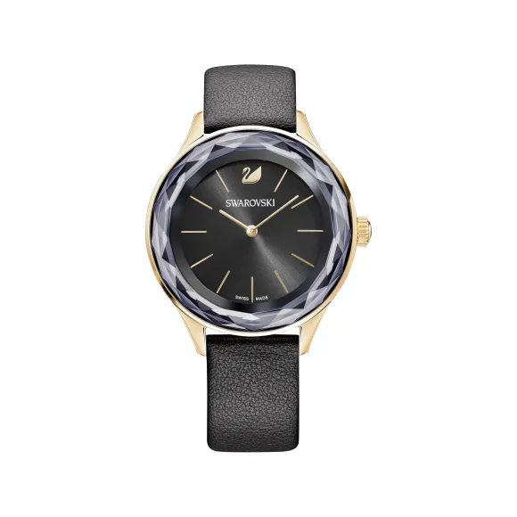 施华洛世奇/Swarovski Octea Nova 腕表  真皮表带  黑色  玫瑰金色 PVD 5412116