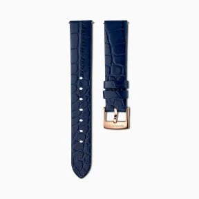 施华洛世奇/Swarovski 17mm 表带 皮革饰以缝线 蓝色 镀玫瑰金色 5419165