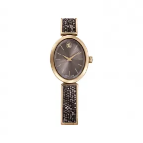 施华洛世奇/Swarovski Crystal Rock Oval 腕表  瑞士制造  金属手链  黑色  玫瑰金色调润饰 5656857