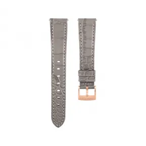 施华洛世奇/Swarovski 表带 宽17毫米（0.67英寸) 带缝线的真皮表带 灰色 玫瑰金色调润饰 5674196