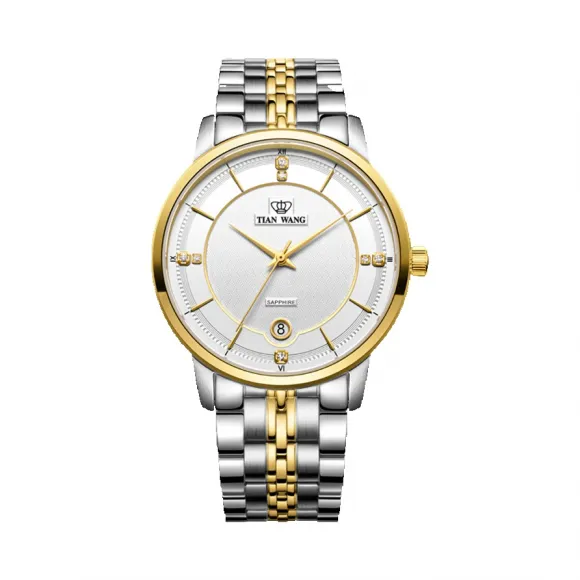 天王/Tianwang 不锈钢表壳，不锈钢圈口全电黄金  博雅系列 石英机芯 女表 GS3814T-D