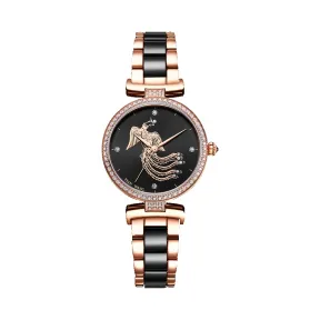 天王/Tianwang 不锈钢表壳全电玫瑰金，不锈钢把的全电玫瑰金镶红色石仔  MS系列 石英机芯  LS31047P.CPB.B