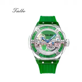 天舶/Tielbo 水晶系列 316L精钢材质，蓝宝石水晶外壳 42.5mm*13.5mm T711M-G-G