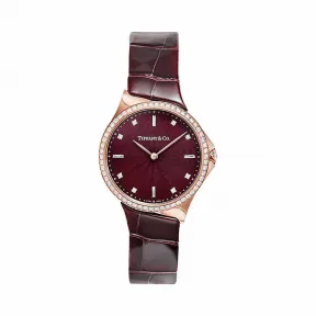 Tiffany Metro 系列 2-Hand 28 毫米 18K 玫瑰金镶钻女士腕表  60874948