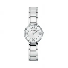蒂芙尼/Tiffany Atlas® 系列 2-Hand 24 毫米不锈钢镶钻女士腕表。