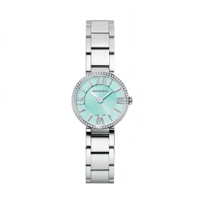 蒂芙尼/Tiffany Atlas® 系列 2-Hand 24 毫米不锈钢镶钻女士腕表。