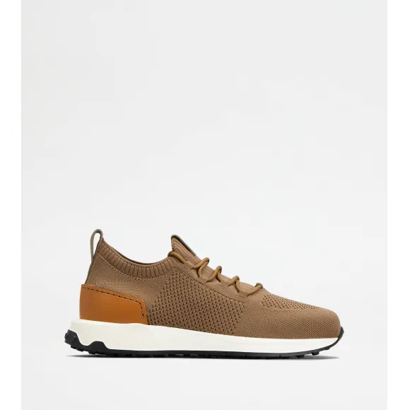 托德斯/Tod's 男人 棕色 科技织物拼皮革袜靴式运动休闲鞋 XXM63K0IE40TAD9999