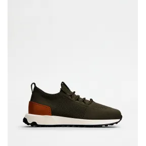 托德斯/Tod's Man 綠色 科技織物拼皮革襪靴式運動休閒鞋 XXM63K0IE40TAD8B802