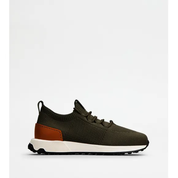 托德斯/Tod's Man 綠色 科技織物拼皮革襪靴式運動休閒鞋 XXM63K0IE40TAD8B802