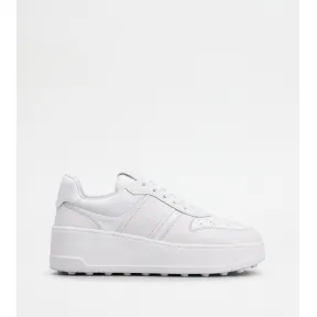 托德斯/Tod's 女人 白色 皮革厚底运动休闲鞋 XXW88K0HP30OV7B001