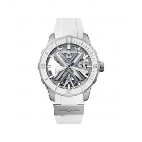 雅典/Ulysse Nardin 雅典表潜水系列DIVER X镂空腕表炫白款 44MM 钛金属 自动机械机芯 男表 3723-170-1A-3A