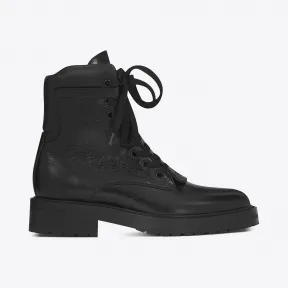 伊夫圣罗兰/Yves Saint laurent WILLIAM 25黑色真皮前拉链靴 4848600AQ101000