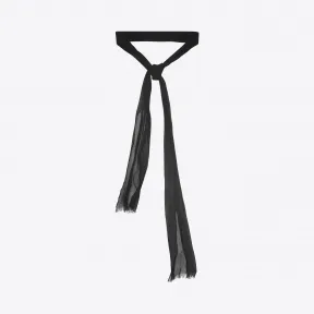 伊夫圣罗兰/Yves Saint laurent Ascot scarf in black silk shantung 5083