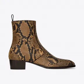 伊夫圣罗兰/Yves Saint laurent WYATT蟒蛇皮拉链靴 606747LX1007019