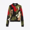 伊夫圣罗兰/Yves Saint laurent 迷彩印花羊毛和马海毛嵌花编织毛衫