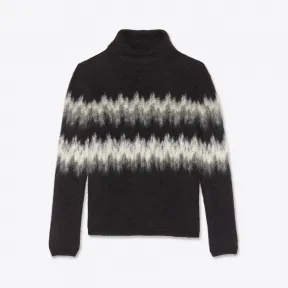 伊夫圣罗兰/Yves Saint laurent 马海毛嵌花编织拉绒针织高领毛衫