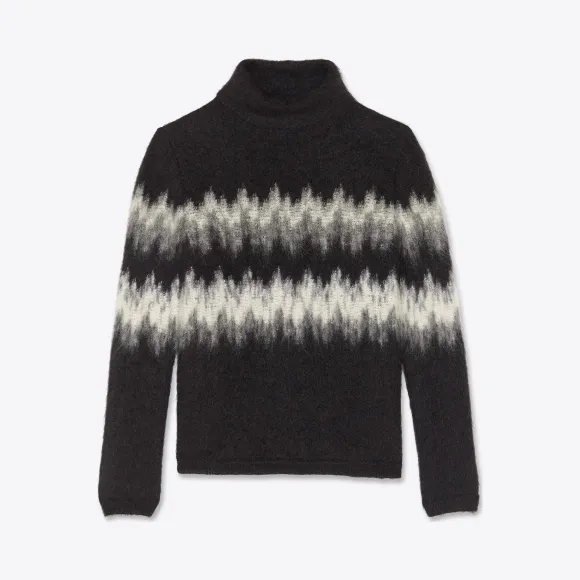 伊夫圣罗兰/Yves Saint laurent 马海毛嵌花编织拉绒针织高领毛衫