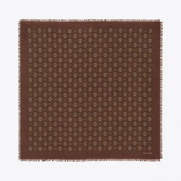 伊夫圣罗兰/Yves Saint laurent 复古羊绒印花斜纹羊毛头巾