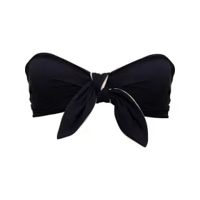 伊夫圣罗兰/Yves Saint laurent 黑色 两色缩褶领带头巾比基尼上装 646675Y601V1286