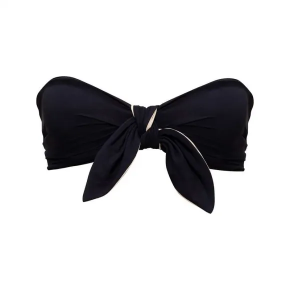 伊夫圣罗兰/Yves Saint laurent 黑色 两色缩褶领带头巾比基尼上装 646675Y601V1286