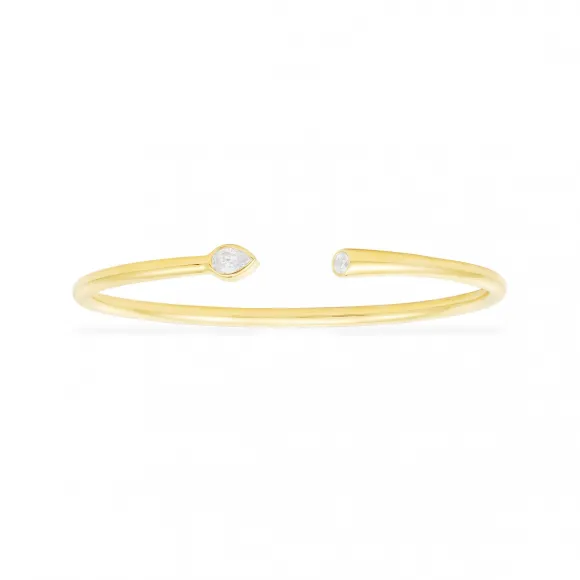 APM 梨形石粒开口手镯 - 金黄色银 AB4346OXY