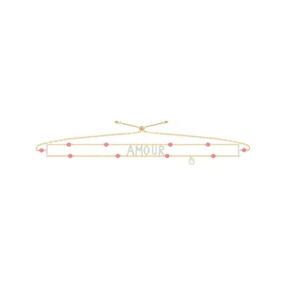 APM 金黄色纯银镶晶钻竹节珊瑚AMOUR AC3826MY