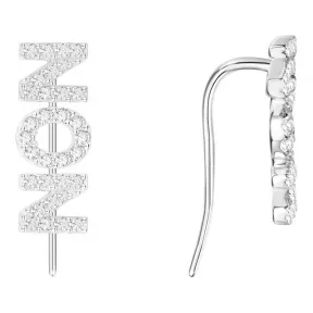 APM 纯银镶晶钻 'NON' 耳环 AE11419OX